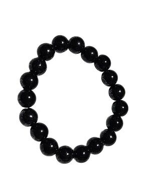 Black Beaded Stretch Bracelet Snowflake Obsidian Protection Spiritual Boho